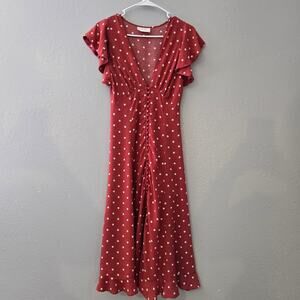 Auguste The Label Polly Sunday Midi Dress Size2 Polka Dot Scarlett